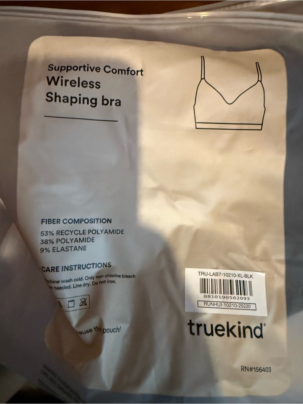 Wireless Shaping Bra XL- Black